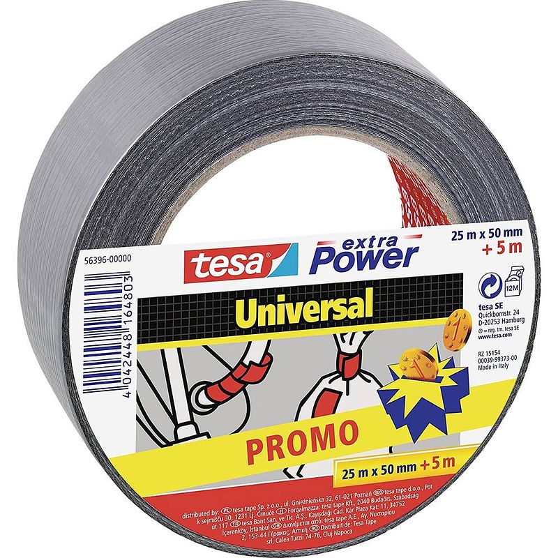 Foto van Tesa universal 56396-00000-00 textieltape zilver (l x b) 30 m x 50 mm 1 stuk(s)