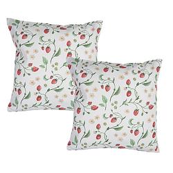 Foto van Haes deco - set van 2 sierkussenhoezen - 40x40 cm - 100% katoen - wild strawberries