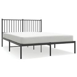 Foto van Vidaxl bedframe met hoofdbord metaal zwart 135x190 cm