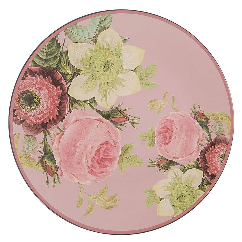 Foto van Clayre & eef onderbord ø 33 cm roze groen melamine bloemen roze