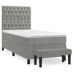 Foto van The living store boxspringbed - zacht fluweel - bed 90x190 cm - verstelbaar hoofdbord - pocketvering matras -