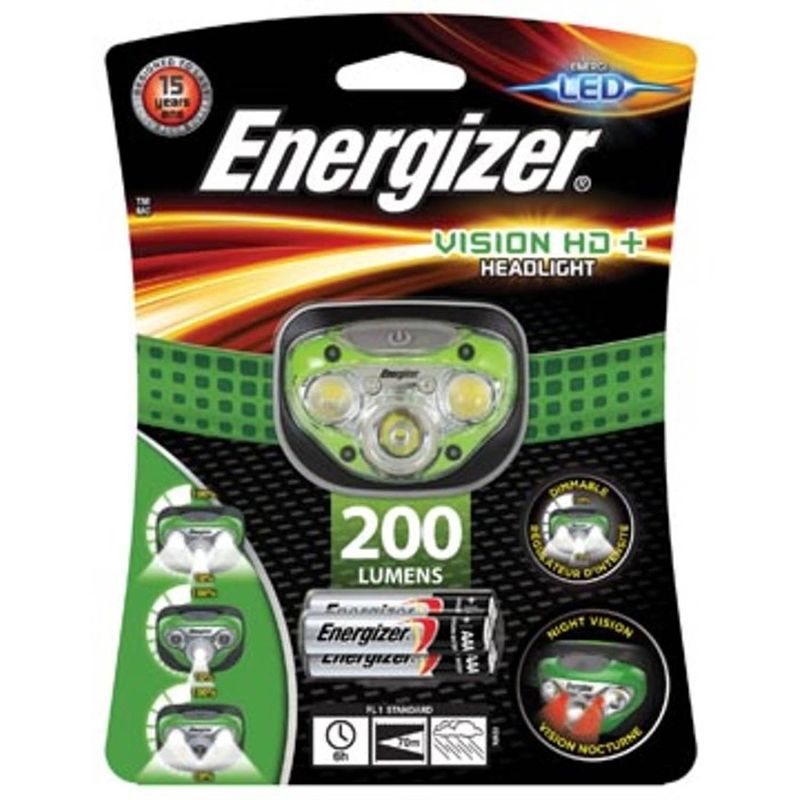 Foto van Energizer hoofdlamp vision hd+, inclusief 3 aaa batterijen, op blister