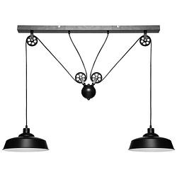 Foto van 4goodz eettafellamp industrial 120x60 cm met 2 lampenkappen - zwart