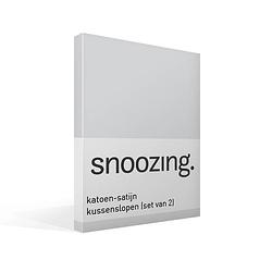 Foto van Snoozing - kussenslopen - set van 2 - katoen satijn - 60x70 - grijs