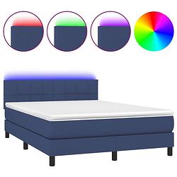 Foto van The living store boxspring blauw 203x144 cm - verstelbaar hoofdbord - led-verlichting - pocketvering matras -