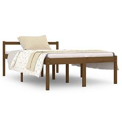 Foto van Vidaxl bedframe massief hout honingbruin 120x190 cm 4ft small double