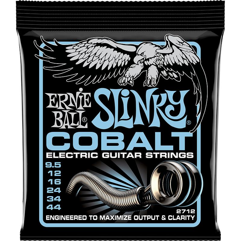 Foto van Ernie ball 2712 slinky cobalt 095-044 snarenset voor elektrische gitaar