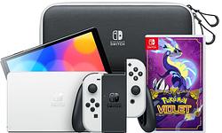 Foto van Nintendo switch oled wit + pokémon violet + travel case met screenprotector