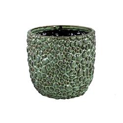 Foto van Ptmd danillo green glazed ceramic pot drops round xl