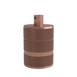 Foto van Calex lampholder e27 aluminium 3 rings model matt copper, cylinder cable clamp, max.250v-60w