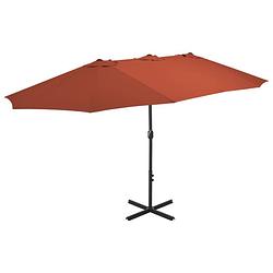 Foto van Vidaxl parasol met aluminium paal 460x270 cm terracotta