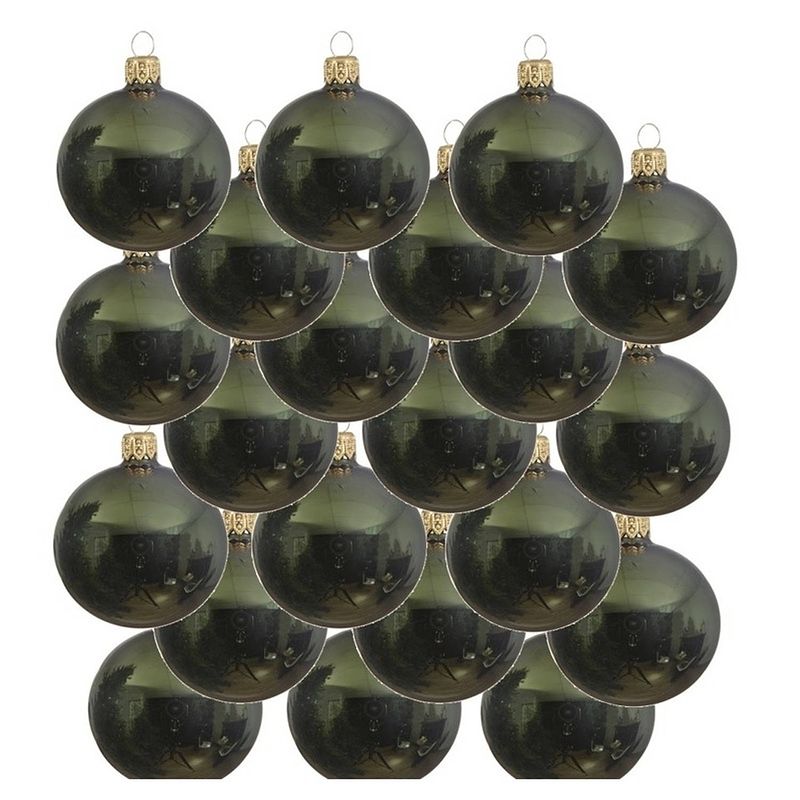 Foto van 18x glazen kerstballen glans donkergroen 8 cm kerstboom versiering/decoratie - kerstbal