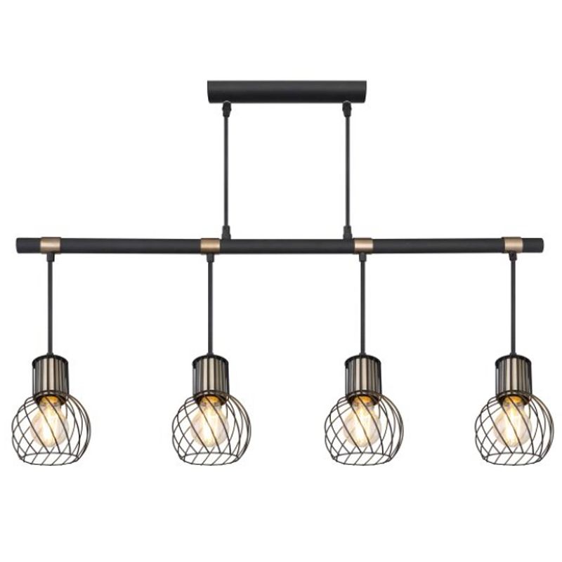 Foto van Industriële hanglamp argusto - l:87cm - e27 - metaal - zwart