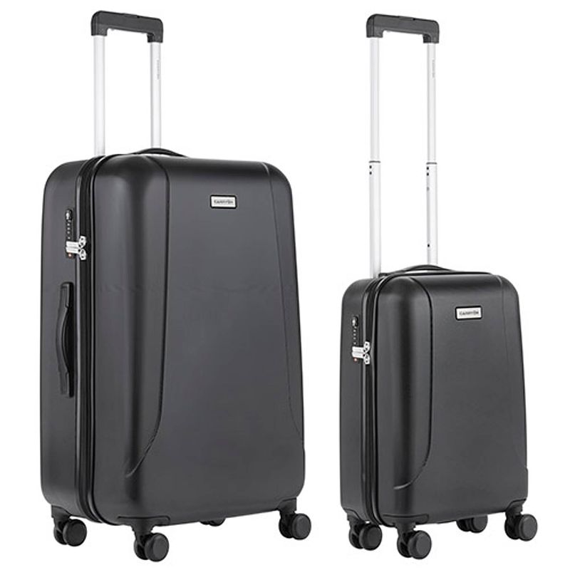 Foto van Carryon skyhopper kofferset - tsa handbagage + reiskoffer 78cm - dubbele wielen - zwart