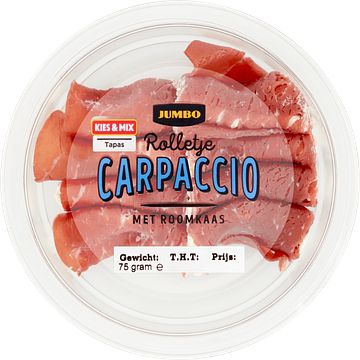 Foto van 3 voor € 6,00 | jumbo carpaccio rolletje 75g aanbieding bij jumbo