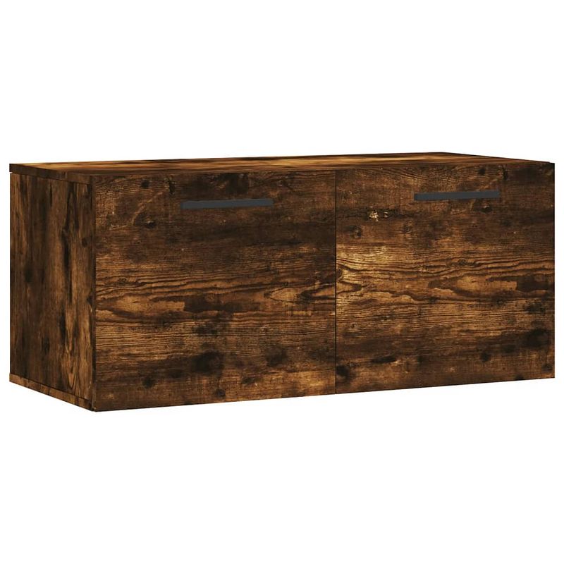 Foto van The living store wandkast smoked oak decoratieve meubels - 80 x 36.5 x 35 cm - duurzaam hout