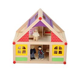 Foto van Marionette wooden toys - houten poppenhuis incl. meubels en poppetjes - 11-delig