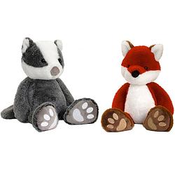 Foto van Pluche knuffels combi-set dieren vos en das 25 cm - knuffel bosdieren