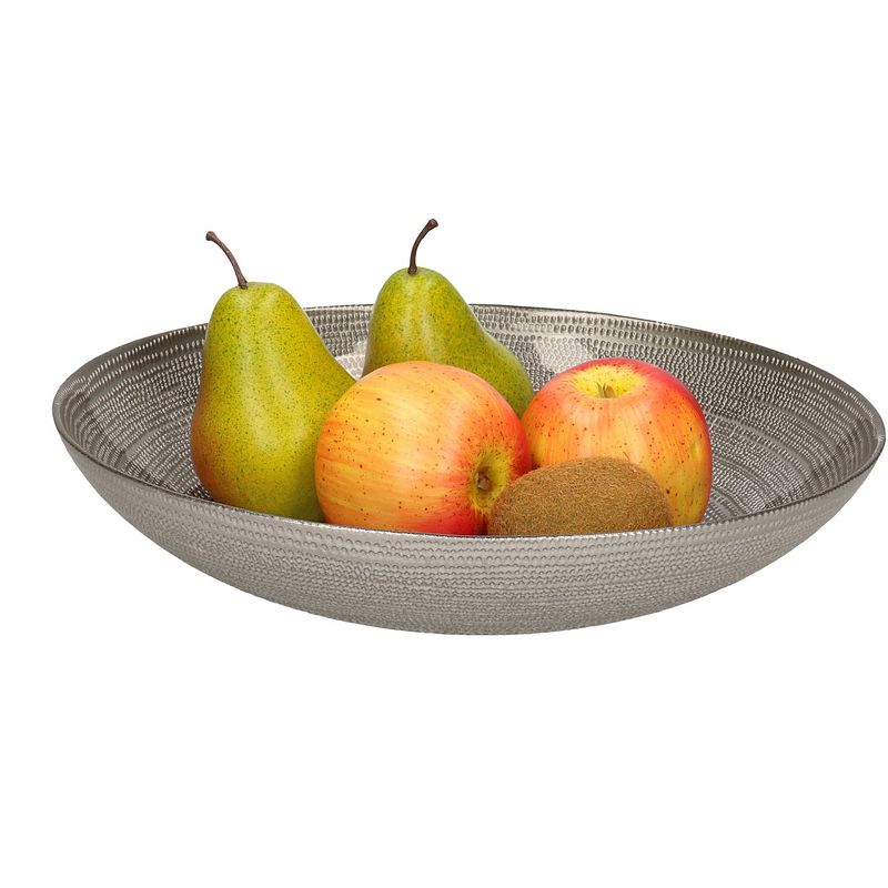 Foto van Decoratie schaal/fruitschaal van glas zilver rond d30 x h6 cm - fruitschalen