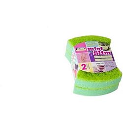 Foto van 2x zachte schuurspons gekleurde schuursponzen schuursponsje spons afwas sponzen - 10x7x2cm