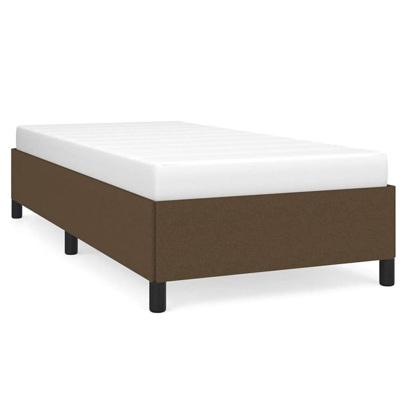 Foto van The living store bedframe donkerbruin - 203x93x35 cm - polyester en multiplex