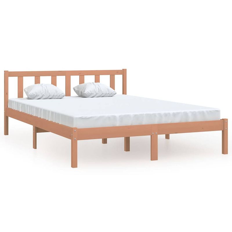 Foto van The living store bedframe grenenhout - 205.5 x 125.5 x 69.5 cm - 120x200 cm - honingbruin