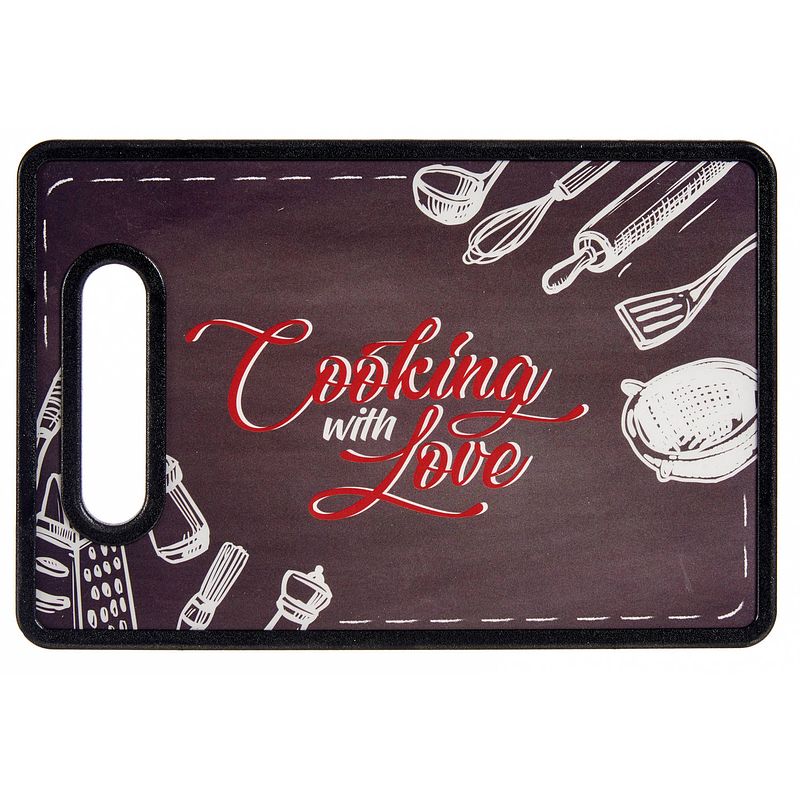 Foto van Arte regal snijplank cooking with love 20 x 30 cm bruin/rood