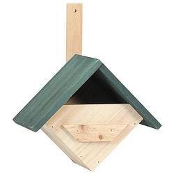 Foto van The living store vogelhuisjes - hout - 24x16x30cm - groen dak