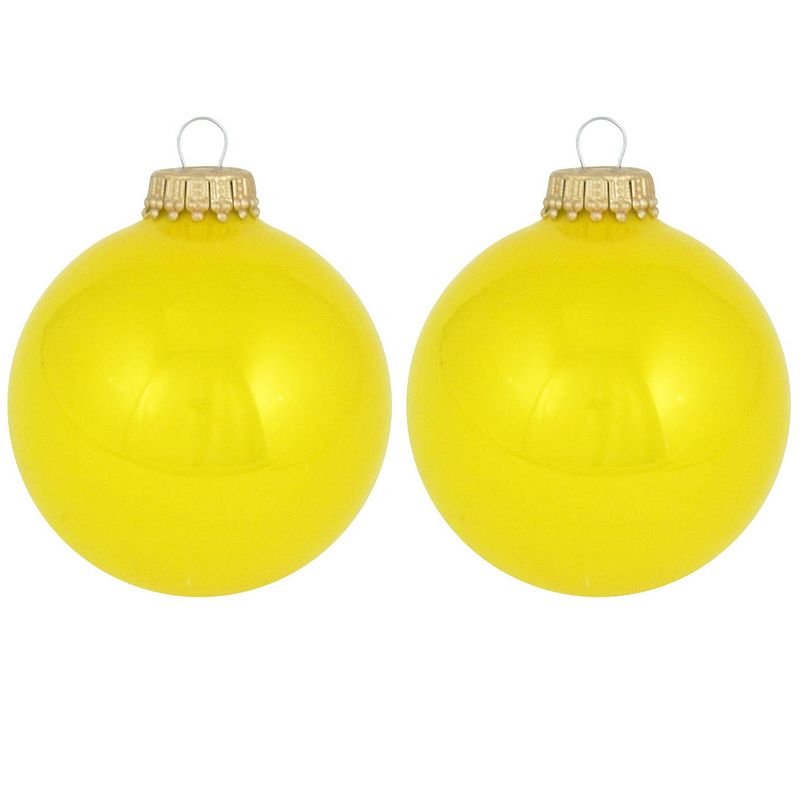 Foto van 24x full sun neon gele glazen kerstballen glans 7 cm kerstboomversiering - kerstbal