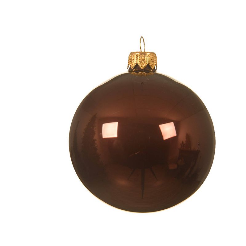 Foto van Kerstballen glas d10 cm mahonie 4st kerst