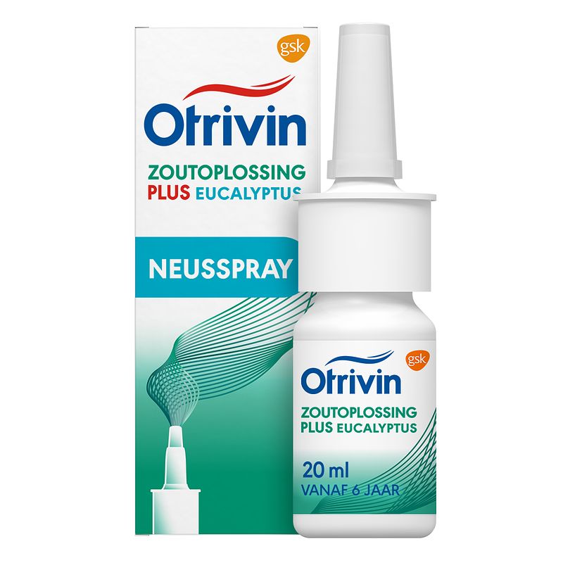 Foto van Otrivin zoutoplossing plus eucalyptus neusspray bij een verstopte neus