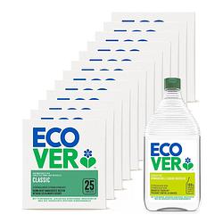 Foto van Ecover vaatwastabletten classic - jaarbox 12 x 25 tabs + 950ml afwasmiddel citroen aloë vera