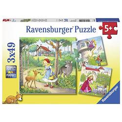 Foto van Ravensburger puzzel disney rapunzel, roodkapje en de kikkerprins - 3 x 49 stukjes