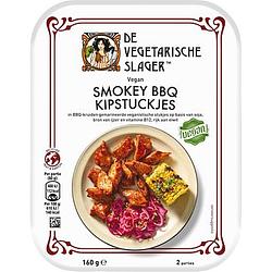 Foto van De vegetarische slager smokey bbq kipstuckjes vegan 160g bij jumbo