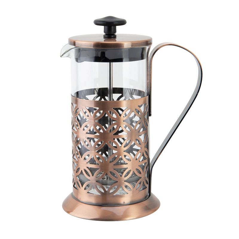 Foto van French press koffie/thee maker/cafetiere koperkleurig 350 ml - cafetiere