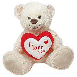 Foto van Witte pluche knuffelbeer/teddybeer met i love you hartje 45 cm - knuffelberen