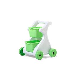 Foto van Step2 modern mart speelgoed boodschappenwagen van kunststof in groen & wit winkelwagentje voor kinderen met extra