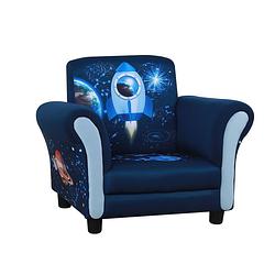 Foto van Kinderstoel - kinderzetel - stoelen - mini sofa fauteuil met houten structuur - kunststof - blauw -59,5l x 43w x 4...
