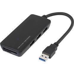 Foto van Renkforce 3 poorten usb 3.2 gen 1-hub met ingebouwde sd-kaartlezer zwart