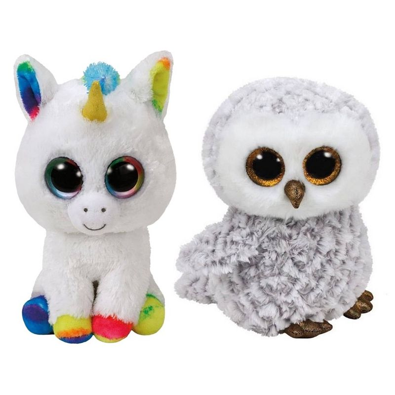 Foto van Ty - knuffel - beanie buddy - pixy unicorn & owlette owl