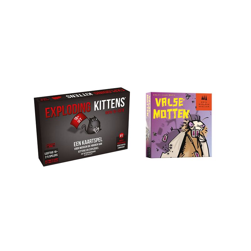 Foto van Spellenbundel - kaartspel - 2 stuks - exploding kittens nsfw (18+) & valse motten