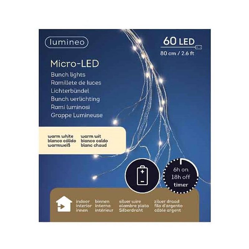 Foto van Micro led bunch 80cm-60l zilver/warmwit