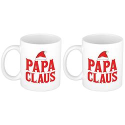 Foto van Set van 2x stuks papa claus koffiemokken / theebekers kerstcadeau vader 300 ml - bekers