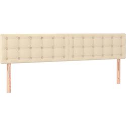 Foto van The living store bed boxspring - 203 x 200 x 78/88 cm - led - pocketvering - huidvriendelijk topmatras - crème