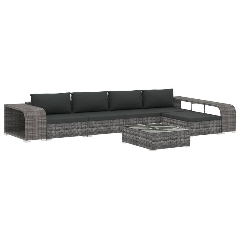 Foto van Vidaxl 8-delige loungeset met kussens poly rattan grijs