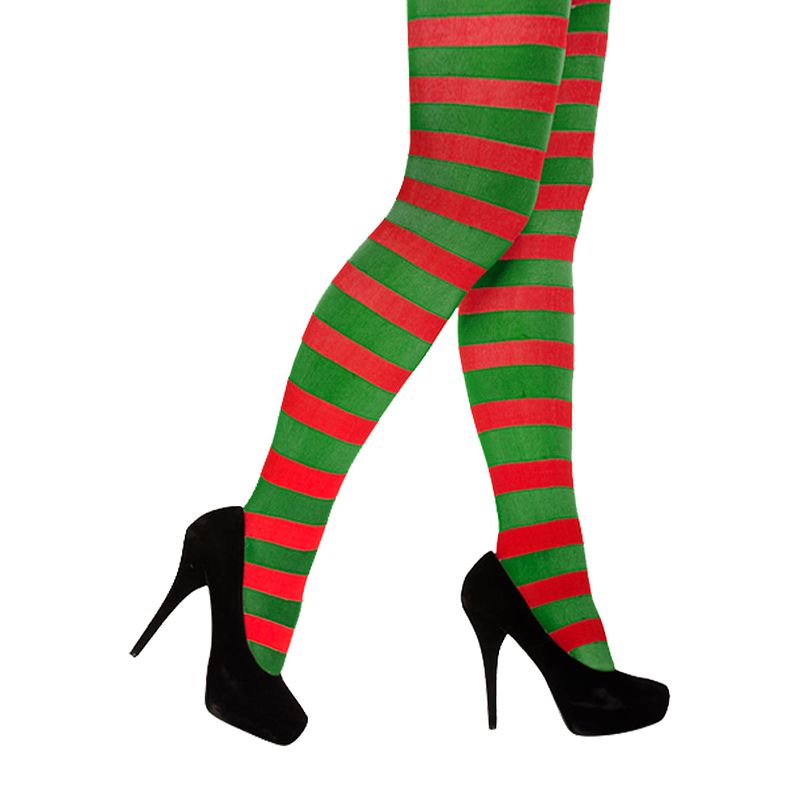 Foto van Henbrandt panty - rood met groen gestreept - voor dames -a?a  - verkleedpanty