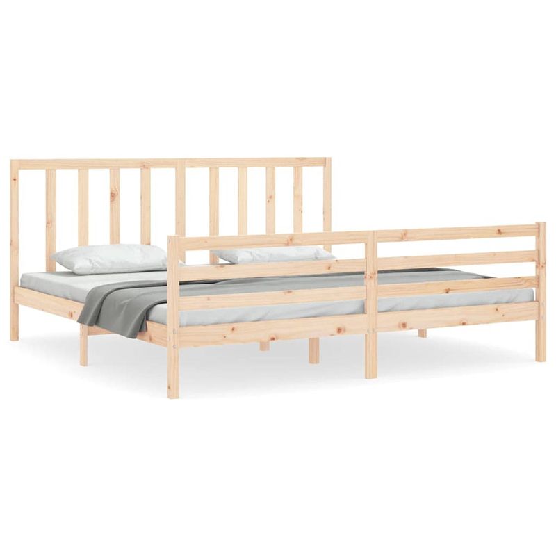 Foto van The living store massief grenenhouten bedframe - 205.5 x 185.5 x 100 cm - multiplex lattenbodem