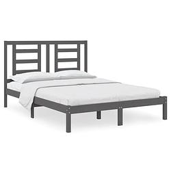 Foto van Vidaxl bedframe massief grenenhout grijs 135x190 cm 4ft6 double