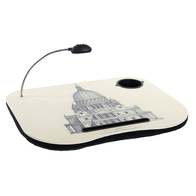 Foto van Schootkussen/laptray paleis print met led lamp en bekerhouder l48 x b38 cm - dienbladen