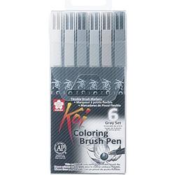 Foto van Koi coloring brush pen set 6 grijstinten brushpen penseelpen penseelstift